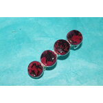 Barette Support Argenté-Déco Pâte Polymère-Couleur Framboise-Décalcomanie Motif  Fleurs (4)