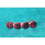 Barette Support Argenté-Déco Pâte Polymère-Couleur Framboise-Décalcomanie Motif  Fleurs (5)