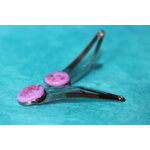 Barette Support Black Gun-Déco Pâte Polymère-Couleur Violette-Décalcomanie Motif  Fleurs (5)