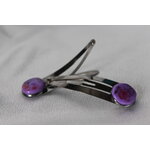 Barette Support Black Gun-Déco Pâte Polymère-Couleur Violette-Décalcomanie Motif  Fleurs