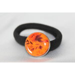 ChouChou-Pâte Polymère Orange-Support Argenté-Décalcomanie Fleur (2)