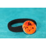 ChouChou-Pâte Polymère Orange-Support Argenté-Décalcomanie Fleur (3)