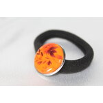 ChouChou-Pâte Polymère Orange-Support Argenté-Décalcomanie Fleur