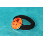 ChouChou-Pâte Polymère Orange-Support Argenté-Décalcomanie Fleur (4)