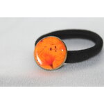 ChouChou-Pâte Polymère Orange-Décalcomanie Fleuris-Support Bronze (2)