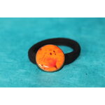 ChouChou-Pâte Polymère Orange-Décalcomanie Fleuris-Support Bronze (4)