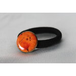 ChouChou-Pâte Polymère Orange-Décalcomanie Fleuris-Support Bronze