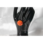 Elastique à Cheveux- Pâte Polymère-Orange-Décalcomanie Motif Feuillage
