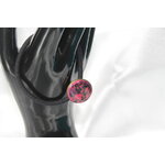 Elastique à Cheveux- Pâte Polymère-Framboise-Décalcomanie Motif Fleuri (2)