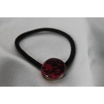 Elastique à Cheveux- Pâte Polymère-Framboise-Décalcomanie Motif Fleuri (3)