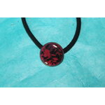 Elastique à Cheveux- Pâte Polymère-Framboise-Décalcomanie Motif Fleuri (6)