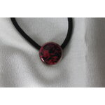 Elastique à Cheveux- Pâte Polymère-Framboise-Décalcomanie Motif Fleuri (4)