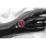 Elastique à Cheveux- Pâte Polymère-Framboise-Décalcomanie Motif Fleuri (9)