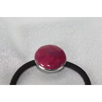 Elastique à Cheveux- Pâte Polymère-Framboise- Support Argenté (2)