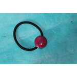 Elastique à Cheveux- Pâte Polymère-Framboise- Support Argenté (3)