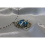 Collier-Acier-Argente-Support-Soleil-Polymere-Blanc-Degrade-Bleu