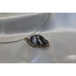 Collier-Acier-Argente-Polymere-Blanc-Noir