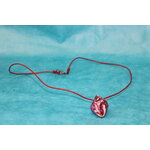 Collier-Chaine-Imitation-Cuir-Rouge-Polymere-Toupie-Multicolore