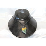 Collier-chaine-Coton-Cire-Polymere-Coeur-Vert-Jaune