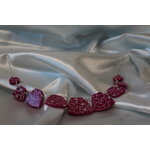 Collier-Chaine-Argente-Polymere-Magenta-Fleurs-blanche-4