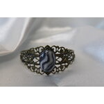 Bracelet-Reglable-Acier-Bronze-Cabochon-Polymere-Noir-Blanc-4