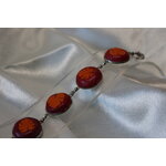 Bracelet-Acier-Argente-Cabochons-Ronds-Polymere-Orange-Degrade-Rouge-Framboise-4