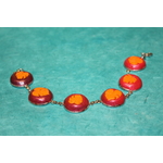 Bracelet-Acier-Argente-Cabochons-Ronds-Polymere-Orange-Degrade-Rouge-Framboise-6