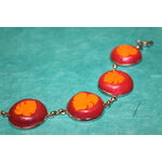Bracelet-Acier-Argente-Cabochons-Ronds-Polymere-Orange-Degrade-Rouge-Framboise-8