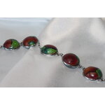Bracelet-Acier-Argente-Cabochon-Rond-Polymere-Spirales-Multicolores-1