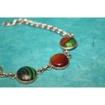 Bracelet-Acier-Argente-Petits-Cabochons-Ronds-Polymere-Multicolores-8