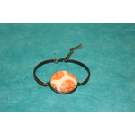Bracelet-Acier-Bronze-Cabochon-Rond-Polymere-Orange-Vanille-6