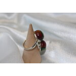Bague-Reglable-Acier-2 Cabochon-Polymere-Degrades-verts-Rouges (2)