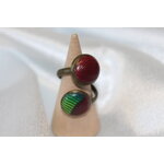 Bague-Acier-Cuivre-Reglable-2 Cabochon-Polymere-Multicolores-1