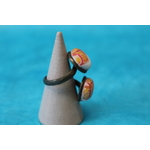 Bague-Acier-Cuivre-Reglable-2 Cabochons-Polymere-Orange-Blanc (5)