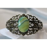 Bracelet-Reglable-Acier-Bronze-Cabochon-Plymere-Verts-1