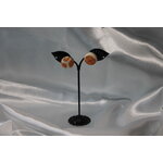 Boucle-Oreille-Acier-Argente-Clou-Oreille-Polymere-Orange-Blanc