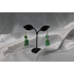 Boucle-oreille-Trapeze-Polymere-Marbrure-Blanche-Verte