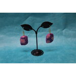 Boucle-Oreille-Polymere-Fleurs-Rose-Violette