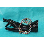 Bracelet-Multi-Rangs-Imitation-Perles-Cultures-Multicolores-Breloques-feuilles-Bronze