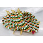 Bracelet-Mumlti-Rangs-Perles-Resine-Multicolores-Breloques-Feuilles-Dore (5)