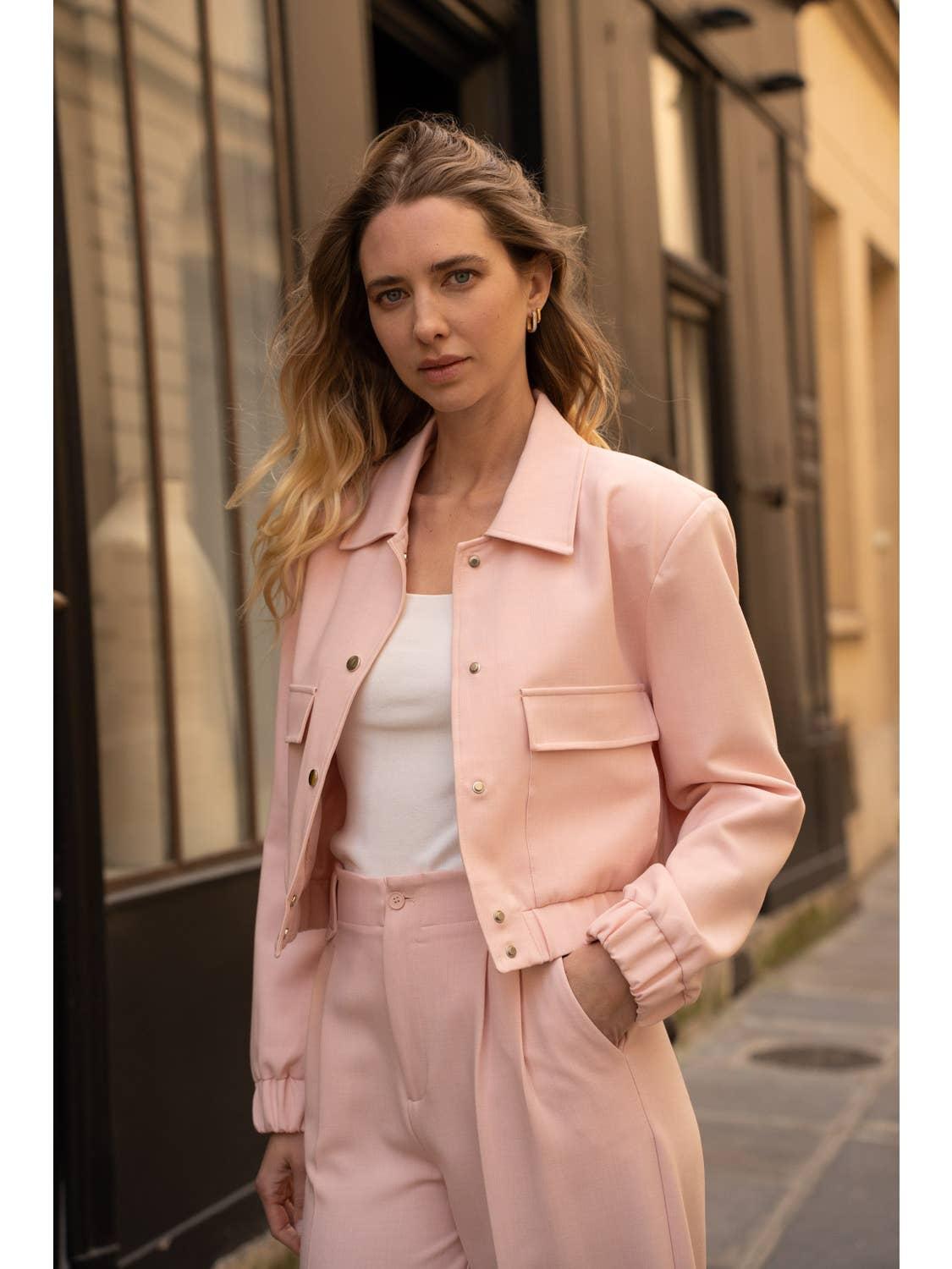 Veste bombers courte à col chemise
