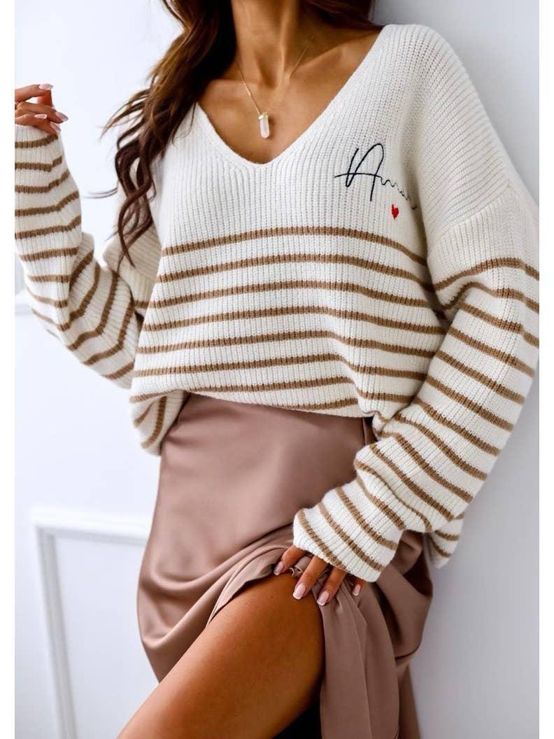 Pull à rayures Amour