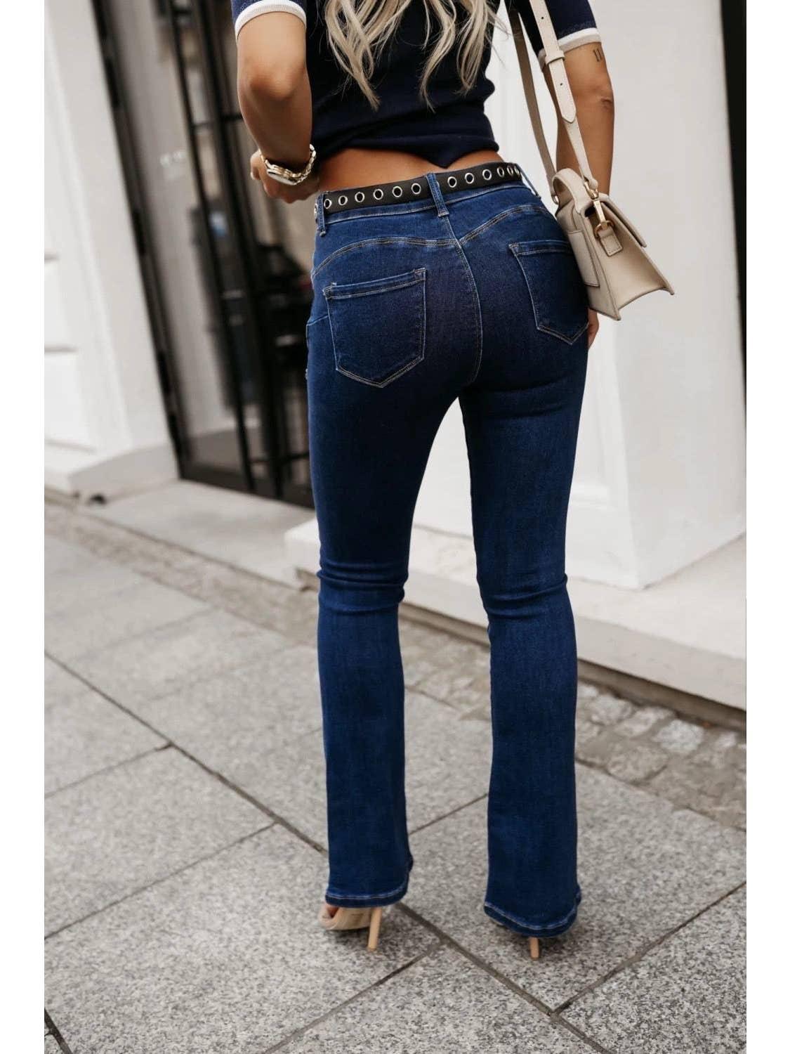 Jean Flare Push-Up – Taille Haute et Stretch