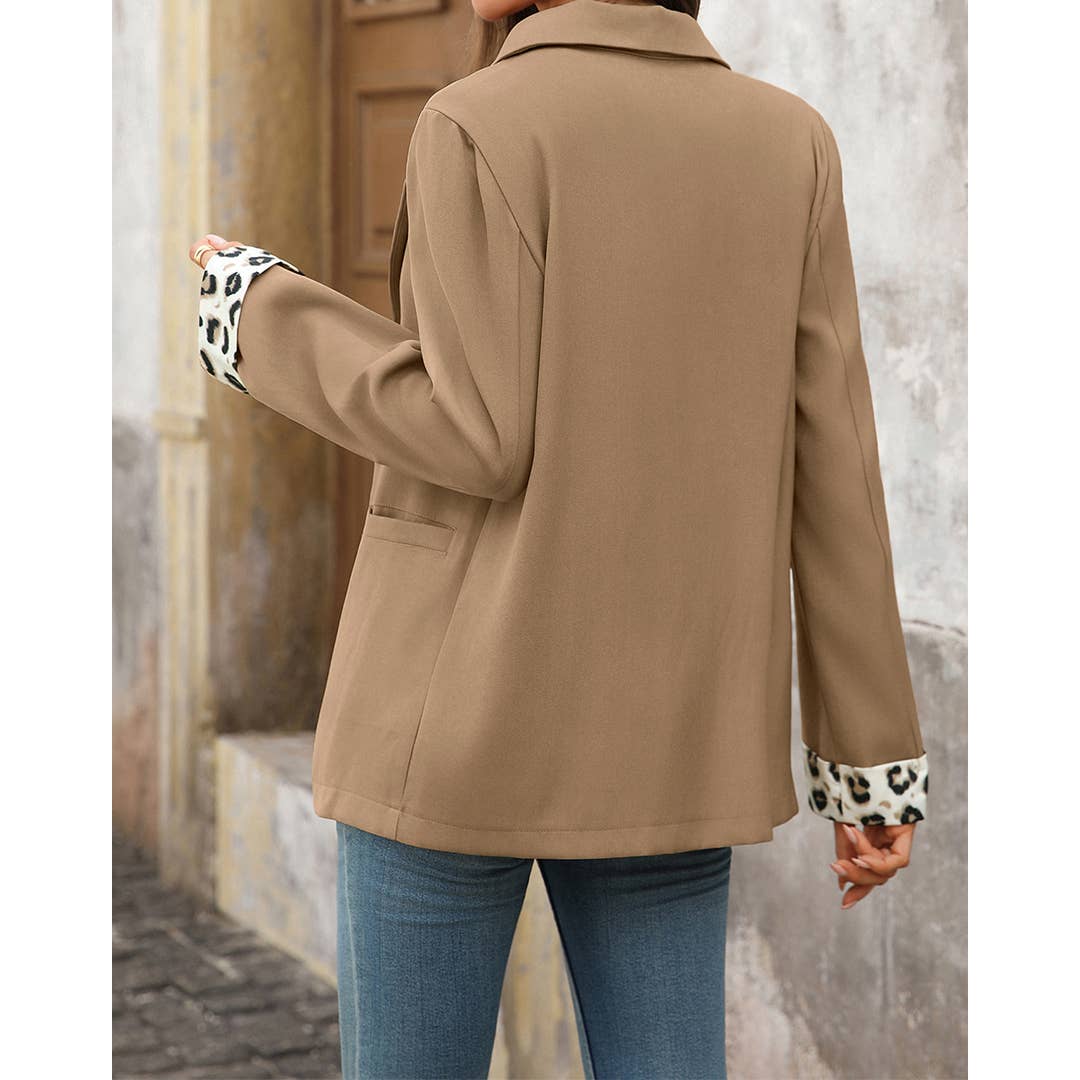 Blazer Patchwork Imprimé Léopard Vintage Automne