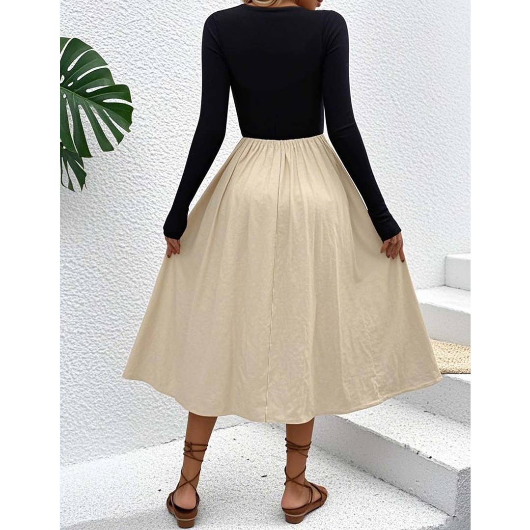 Robe en tweed sans manches à blocs de couleur vintage française