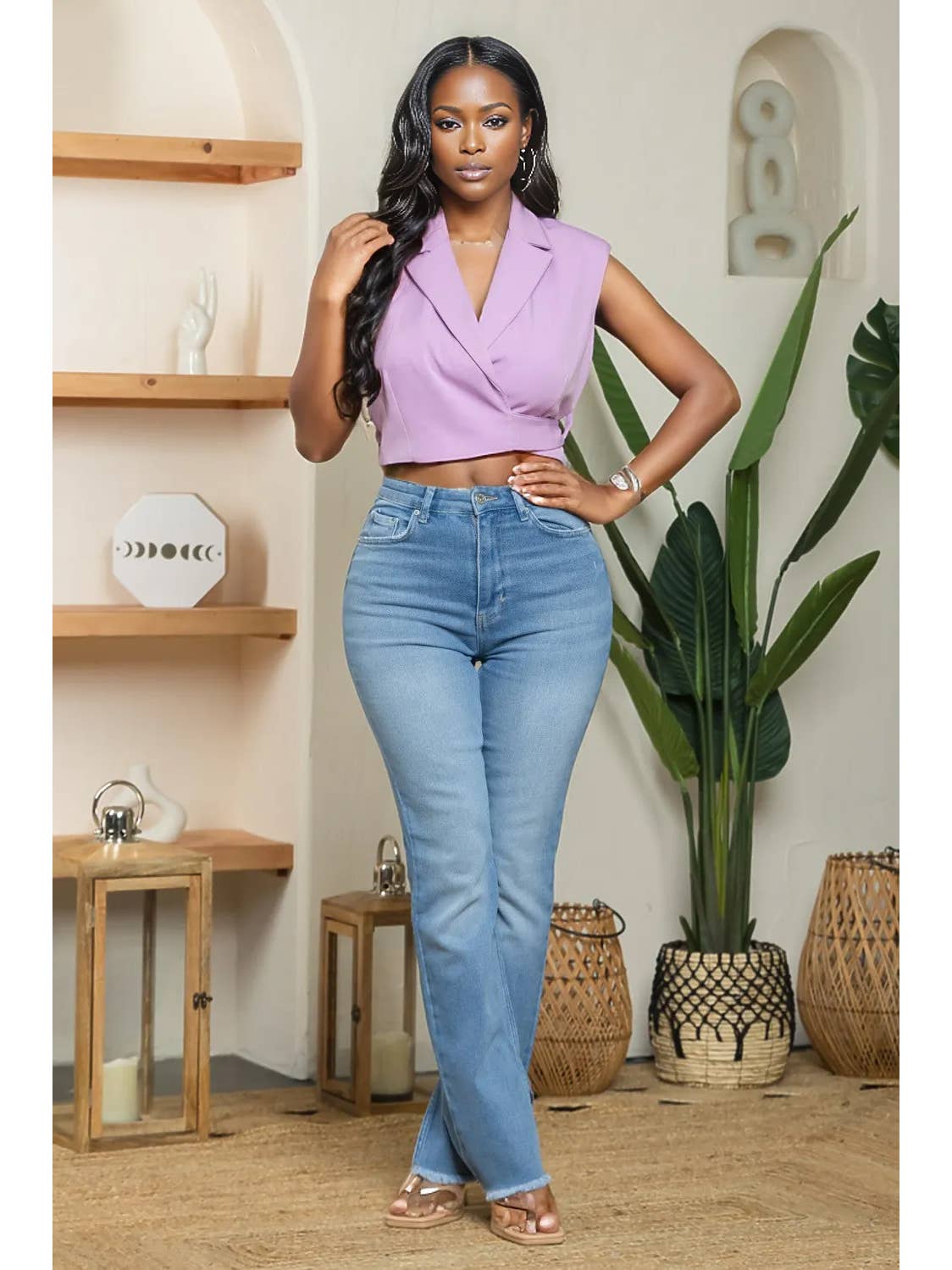 GILET À COL AVEC BRETELLES RÉGLABLES