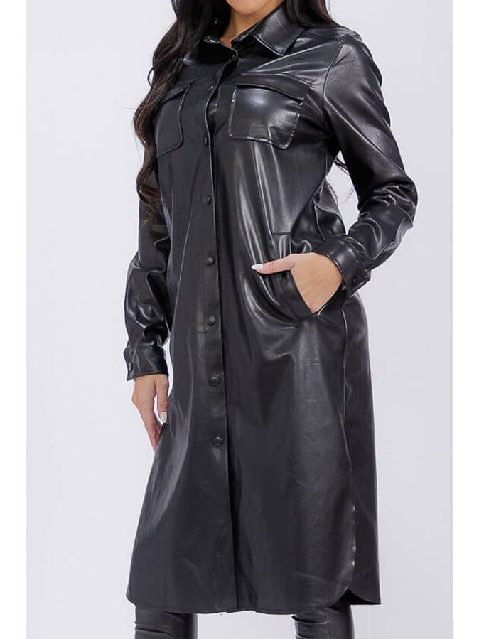 MANTEAU EN SIMILICUIR PU