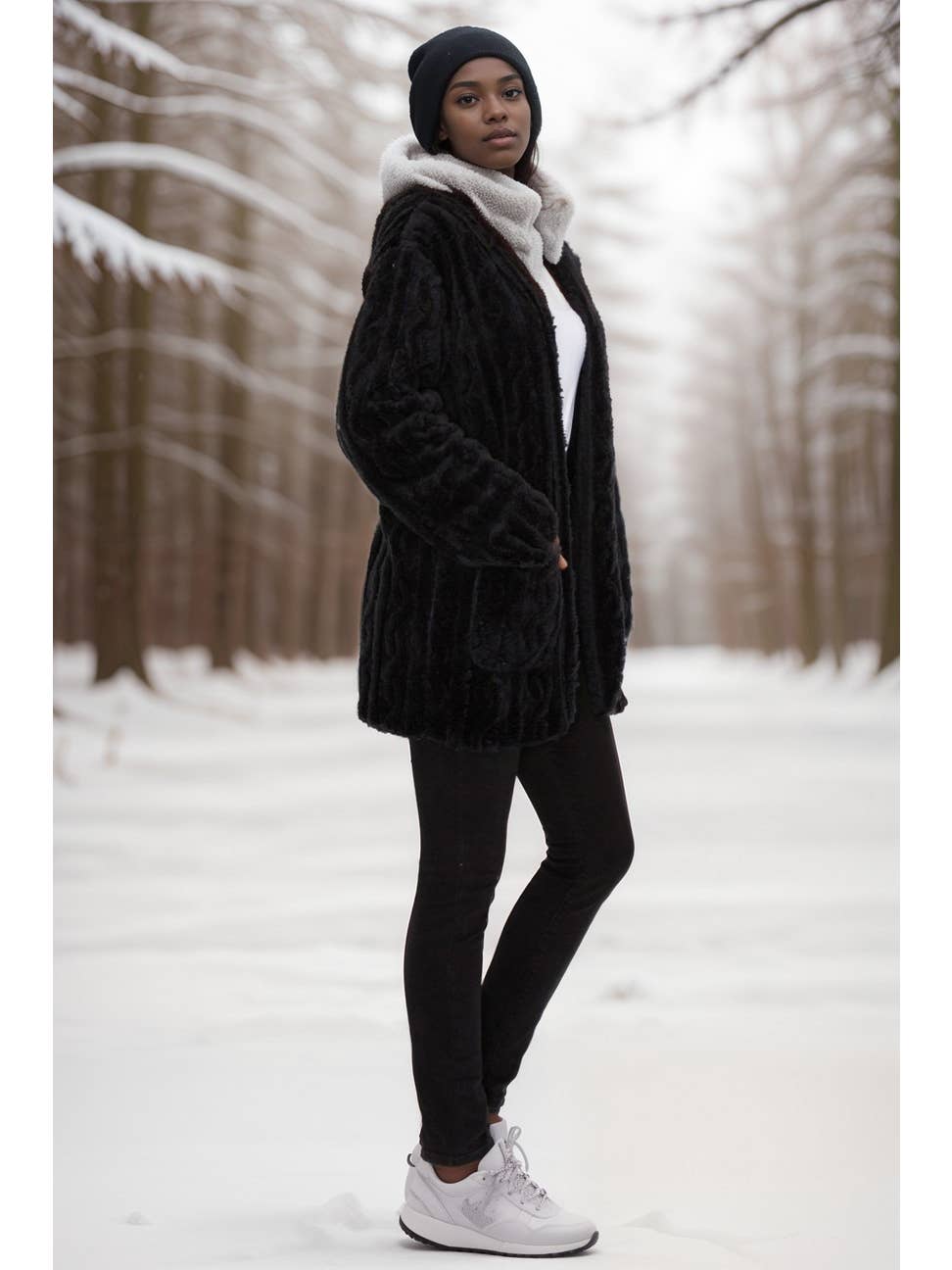 SWEATS À CAPUCHE EN POLAIRE TEXTURÉE