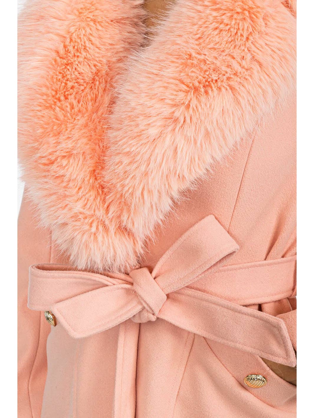 MANTEAU AVEC POCHES AVANT À FERMETURE PAR BOUTON ET COL AMOVIBLE