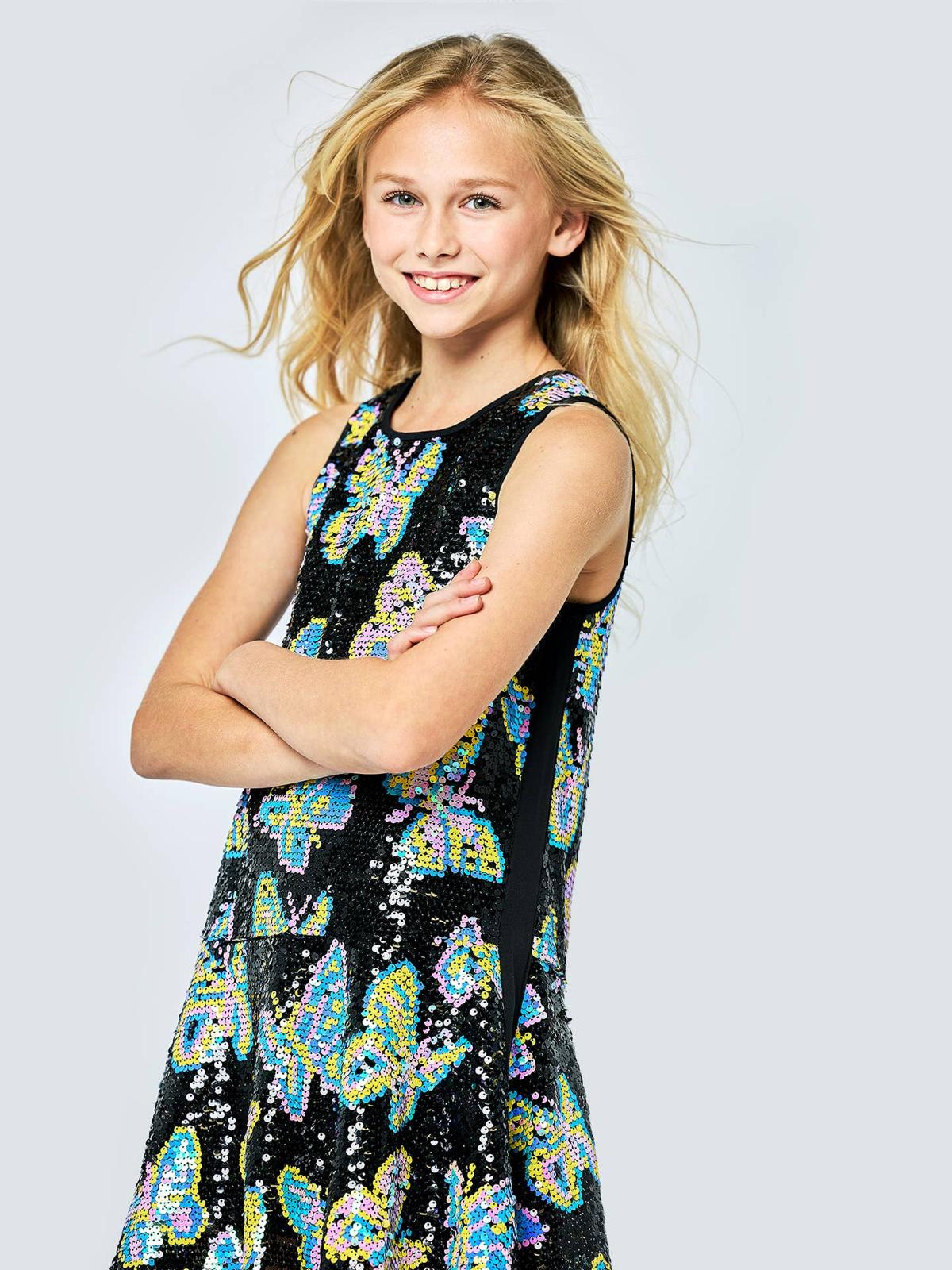 ROBE À SEQUINS À IMPRIMÉ PAPILLON